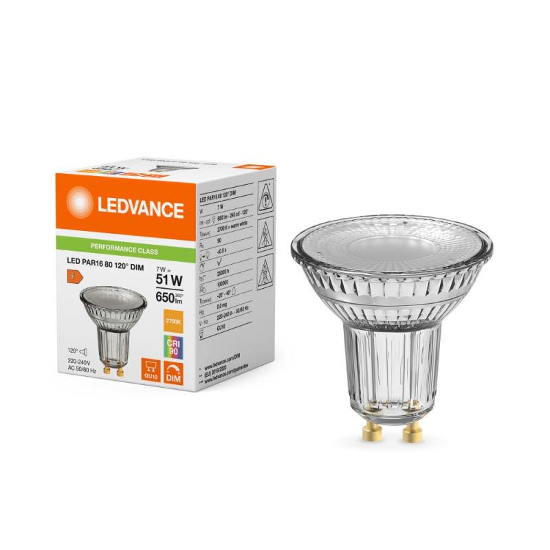 Ledvance GU10 PAR16 Reflektor 120° 7W wie 51W dimmbarer warmweißer Strahler 2700K 90Ra mit hoher Farbwiedergabe